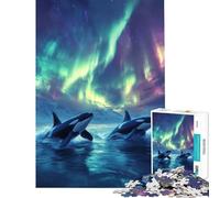 Rompecabezas para Adultos 1000 orcas bajo la Aurora Boreal Juegos relajantes Que desafían la Inteligencia Juguetes adictivos Un Gran Regalo Actividades Familiares (Tamaño 38x26cm)