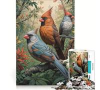 Rompecabezas para Adultos 1000 pájaros cardenales Pintados Juego de ingenio Interesante Juego para Reducir el estrés Regalo Ideal 38x26cm