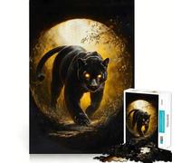 Rompecabezas para Adultos 1000 Pantera Negra con Ojos Brillantes Juego de articulaciones afiladas,Juego Divertido para Pensar,Momento de diversión Tranquilo,Arte de Ocio navideño 38x26cm