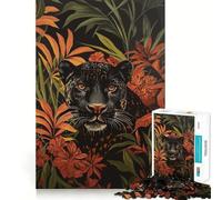 Rompecabezas para Adultos 1000 Pantera Negra en la Selva Juego de Articulaciones Afiladas,Juego Divertido de Pensamiento,Momento de Diversión y Relajación,Arte Navideño para el Ocio 38x26cm