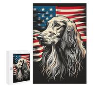 Rompecabezas para Adultos 1000 PCS Afghan Hound American Flag Rompecabezas para Adultos Juegos Relajantes Regalo De Cumpleaños Gran Regalo para Jugar 1000 PCS