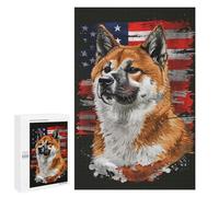 Rompecabezas para Adultos 1000 PCS Akita American Flag Rompecabezas para Adultos Juego De Ingenio Regalos para Mujeres Regalos para Amigos Y Familiares 1000 PCS