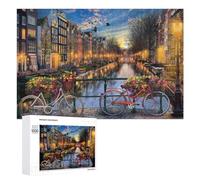 Rompecabezas para Adultos 1000 PCS Amsterdam Canal at Sunset Rompecabezas para Adultos Juegos Divertidos Pero Regalos Divertidos Y Humorísticos para Amigos Y Familiares 1000 PCS