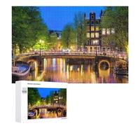 Rompecabezas para Adultos 1000 PCS Amsterdam Night Canal Scene Rompecabezas para Adultos Juguete Decoración De Pared Regalos para Mujeres Gran Regalo para Juegos 1000 PCS