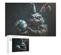 Rompecabezas para Adultos 1000 PCS Apocalyptic Bunny Holding Earth Globe Rompecabezas para Adolescentes Juego De Ingenio Carrera De Velocidad De Manos Regalos De Cumpleaños Y Únicos 1000 PCS