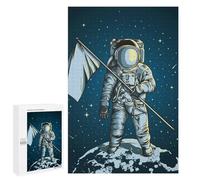 Rompecabezas para Adultos 1000 PCS Astronaut on The Moon with Flag Rompecabezas para Adultos Juegos Divertidos Pero Regalos Divertidos Y Humorísticos para Amigos Y Familiares 1000 PCS
