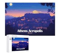 Rompecabezas para Adultos 1000 PCS Athens Acropolis Greece Nightscape Illustration Rompecabezas para Adultos Juego Familiar Decoración del Hogar Cumpleaños Y Navidad 1000 PCS