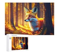 Rompecabezas para Adultos 1000 PCS Autumn Fox in Forest Rompecabezas para Adolescentes Juego De Ingenio Carrera De Velocidad De Manos Regalos De Cumpleaños Y Únicos 1000 PCS