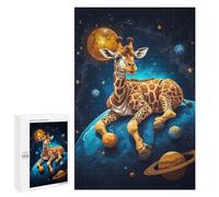 Rompecabezas para Adultos 1000 PCS Baby Giraffe Lying Space Juego De Rompecabezas para Ejercitar La Mente Corte De Precisión Interacción Entre Padres E Hijos 1000 PCS