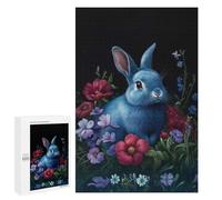 Rompecabezas para Adultos 1000 PCS Baroque Blue Rabbit in Floral Garden Rompecabezas Juegos Relajantes Análisis Y Lógica Cumpleaños Y Navidad 1000 PCS