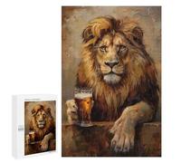 Rompecabezas para Adultos 1000 PCS Beer Drinking Lion Rompecabezas para Adultos Juguetes Antiestrés Mejora La Memoria Regalos De Cumpleaños Y Únicos 1000 PCS