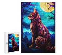 Rompecabezas para Adultos 1000 PCS Bengal Cat and Moonlight Rompecabezas Juegos Relajantes Análisis Y Lógica Cumpleaños Y Navidad 1000 PCS