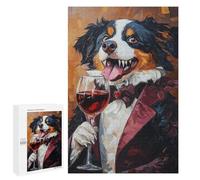 Rompecabezas para Adultos 1000 PCS Bernese Mountain Dog Enjoying Red Wine Rompecabezas para Adultos, Divertidos Y con Humor para Cumpleaños, Navidad, Regalos De Cumpleaños 1000 PCS