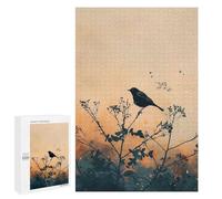 Rompecabezas para Adultos 1000 PCS Black Bird on Branch Silhouette Art Rompecabezas para Adolescentes Juego De Ingenio Análisis Y Lógica 1000 PCS