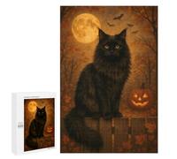 Rompecabezas para Adultos 1000 PCS Black Cat and Pumpkin Halloween Night Rompecabezas para Adultos Juego Práctico Mejora La Memoria Regalos para Amigos Y Familiares 1000 PCS