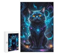Rompecabezas para Adultos 1000 PCS Black Cat in Neon Space Rompecabezas para Adultos Juegos Relajantes Mejora La Memoria Cumpleaños Y Navidad 1000 PCS