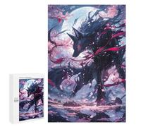 Rompecabezas para Adultos 1000 PCS Black Kitsune Sakura Rompecabezas para Adolescentes Juego De Ingenio Análisis Y Lógica 1000 PCS