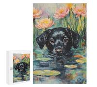 Rompecabezas para Adultos 1000 PCS Black Labrador Retriever Painting-4 Rompecabezas para Adultos Desafío Difícil Lista De Deseos con Papá Noel Regalos Y Cumpleaños Únicos 1000 PCS