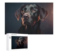 Rompecabezas para Adultos 1000 PCS Black Labrador Retriever Portrait Rompecabezas para Adolescentes Juego De Ingenio Carrera De Velocidad De Manos Regalos De Cumpleaños Y Únicos 1000 PCS