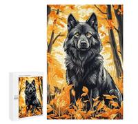 Rompecabezas para Adultos 1000 PCS Black Wolf in Autumn Forest Rompecabezas para Adultos Juegos De Relajación Regalos para Mujeres Regalos para Amigos Y Familiares 1000 PCS