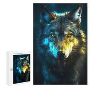 Rompecabezas para Adultos 1000 PCS Black Wolf in Neon Light Rompecabezas para Adultos Juegos Relajantes Mejora La Memoria Difícil Y Desafiante 1000 PCS
