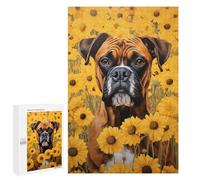 Rompecabezas para Adultos 1000 PCS Boxer Dog in Sunflowers Rompecabezas para Adultos Juegos Familiares Corte De Precisión Cumpleaños Y Navidad 1000 PCS
