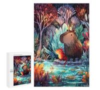 Rompecabezas para Adultos 1000 PCS Capybara and Axolotl in Rainy Forest Rompecabezas para Adultos Juego De Ingenio Desafío Difícil 1000 PCS