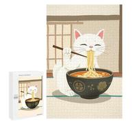 Rompecabezas para Adultos 1000 PCS Cat Eating Ramen Rompecabezas para Adultos Juegos Relajantes Difícil Regalos para Amigos Y Familiares 1000 PCS