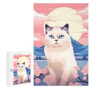 Rompecabezas para Adultos 1000 PCS Cat Mount Fuji Portrait Rompecabezas para Adultos Juegos Divertidos Decoración Desafiante De Completar 1000 PCS