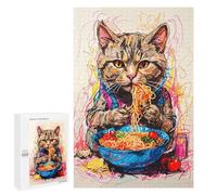 Rompecabezas para Adultos 1000 PCS Cat Ramen Japan Rompecabezas para Adolescentes Juegos Familiares Difícil Difícil 1000 PCS
