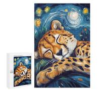 Rompecabezas para Adultos 1000 PCS Cheetah Sleeping Under Starry Night Rompecabezas para Adultos Juegos Relajantes Regalo De Cumpleaños Gran Regalo para Jugar 1000 PCS