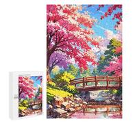 Rompecabezas para Adultos 1000 PCS Cherry Blossom Bridge Landscape Juego De Rompecabezas para Ejercitar La Mente Corte De Precisión Interacción Entre Padres E Hijos 1000 PCS
