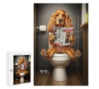 Rompecabezas para Adultos 1000 PCS Cocker Spaniel on Toilet Rompecabezas para Adultos Juegos Familiares Corte De Precisión Cumpleaños Y Navidad 1000 PCS