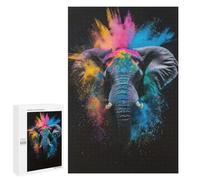 Rompecabezas para Adultos 1000 PCS Color Burst Elephant Rompecabezas para Adolescentes Juego De Ingenio Análisis Y Lógica 1000 PCS