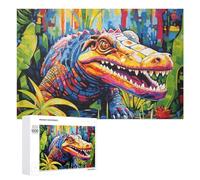 Rompecabezas para Adultos 1000 PCS Colorful Crocodile in Lush Jungle Rompecabezas para Adultos Juguete Decoración De Pared Regalos para Mujeres Gran Regalo para Juegos 1000 PCS
