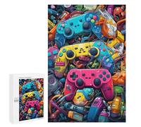 Rompecabezas para Adultos 1000 PCS Colorful Gaming Controllers Collage -5 Rompecabezas para Adultos Juguete Decoración De Pared Regalos para Mujeres Gran Regalo para Juegos 1000 PCS