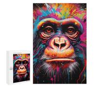 Rompecabezas para Adultos 1000 PCS Colorful Gorilla Portrait-4 Rompecabezas para Adultos Juego De Ingenio Decoración Perfecta Cumpleaños Y Navidad 1000 PCS