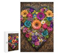 Rompecabezas para Adultos 1000 PCS Colorful Heart-Shaped Flower Arrangement Rompecabezas para Adultos Desafío Difícil Rompecabezas Desafiante Juegos Familiares De Ingenio 1000 PCS
