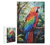 Rompecabezas para Adultos 1000 PCS Colorful Parrot Stained Glass Style Art Rompecabezas para Adultos Juego Práctico Mejora La Memoria Regalos para Amigos Y Familiares 1000 PCS