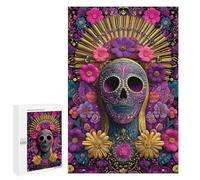 Rompecabezas para Adultos 1000 PCS Colorful Sugar Skull Artwork Rompecabezas para Adultos Actividades Familiares Entrena Tu Cerebro Y Tus Manos Juego De Desafío Único 1000 PCS