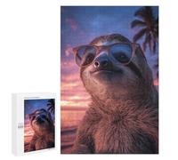 Rompecabezas para Adultos 1000 PCS Cool Sloth on Beach at Sunset Rompecabezas para Adultos Juegos Familiares Regalo De Cumpleaños Regalos De Cumpleaños 1000 PCS