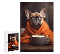 Rompecabezas para Adultos 1000 PCS Cute French Bulldog Coffee Rompecabezas para Adultos Juegos Familiares Decoración del Hogar Regalos para Amigos Y Familiares 1000 PCS
