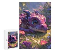 Rompecabezas para Adultos 1000 PCS Cute Pink Dragon in Flower Meadow Rompecabezas para Adultos Juegos Relajantes Mejora La Memoria Difícil Y Desafiante 1000 PCS