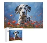 Rompecabezas para Adultos 1000 PCS Dalmatian in A Field of Flowers Rompecabezas para Adultos Juegos Relajantes Decoración De Pared Regalos para Amigos Y Familiares 1000 PCS