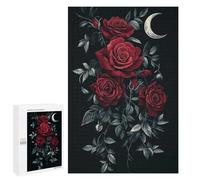 Rompecabezas para Adultos 1000 PCS Dark Roses and Moon Rompecabezas para Adultos Juegos Relajantes Mejora La Memoria Difícil Y Desafiante 1000 PCS