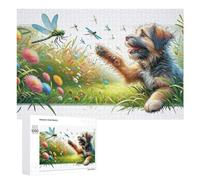 Rompecabezas para Adultos 1000 PCS Dog Playing with Dragonflies Rompecabezas para Adultos Juguete Decoración De Pared Regalos para Mujeres Gran Regalo para Juegos 1000 PCS