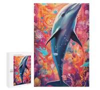 Rompecabezas para Adultos 1000 PCS Dolphin in Colorful Ocean Rompecabezas para Adolescentes Juego De Ingenio Carrera De Velocidad De Manos Regalos De Cumpleaños Y Únicos 1000 PCS