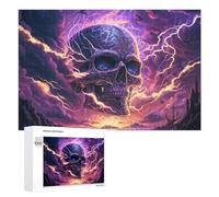 Rompecabezas para Adultos 1000 PCS Electric Storm Skull Artwork -2 Rompecabezas para Adultos Juguetes Antiestrés Mejora La Memoria Regalos De Cumpleaños Y Únicos 1000 PCS