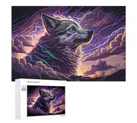 Rompecabezas para Adultos 1000 PCS Electric Wolf Storm Art Print Rompecabezas para Adultos Juego De Ingenio Regalos para Mujeres Regalos para Amigos Y Familiares 1000 PCS