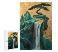 Rompecabezas para Adultos 1000 PCS Emerald Golden Waterfall Bonsai Japanese Rompecabezas para Adultos Juegos Relajantes Difícil Regalos para Amigos Y Familiares 1000 PCS
